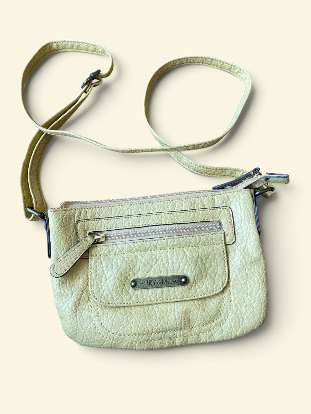 Cream Quilted Crossbody Bag - Compact Everyday Shoulder Bag